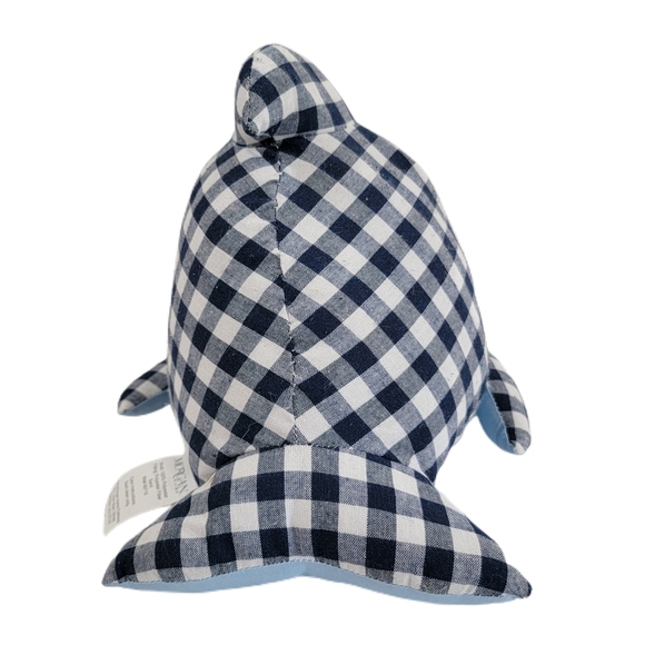 Morgan Dolphin Porpoise Whale Weighted Door Stop Blue Plaid or Shelf Sitter - Picture 4 of 7